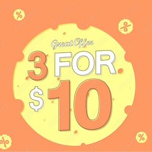 All $5 items are 3 for $10